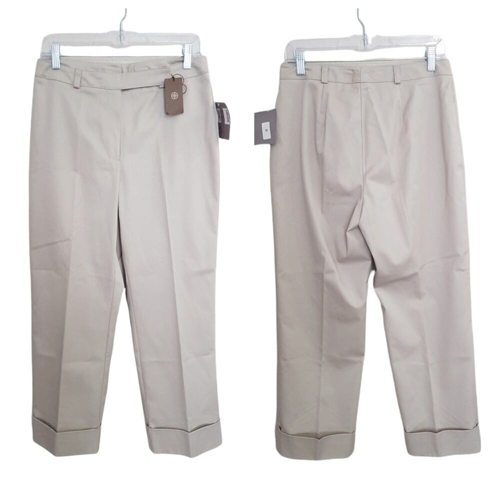 NWT Caslon Khaki Tan Rolled Hem Trouser Pants Size 8